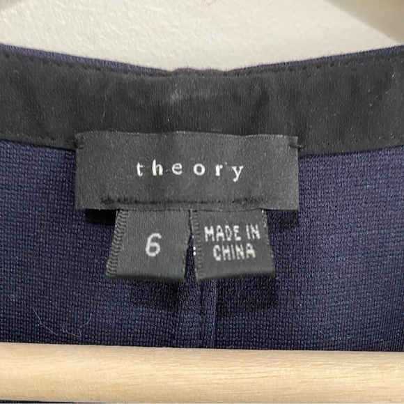 THEORY Bonbi Sleeveless Dress Zip Front Navy Blue Fit & Flare Flattering Size 6 - Picture 8 of 9